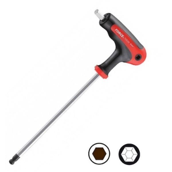 Г-образная двухсторонняя ключ отвертка под 6-ти гранный шлиц (2-12мм), с шариком и длинным стержнем 765...G