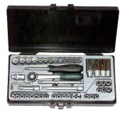 2502 Набор DR 1/4" 6-ти гранных головок (4-14), головок бит и сопутствующего инструмента 50 пр.