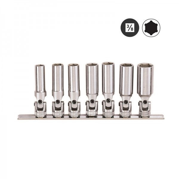 Набор карданных 6-гранных длинных дюймовых головок (3/8"-3/4") 7 пр. DR.3/8 3077S