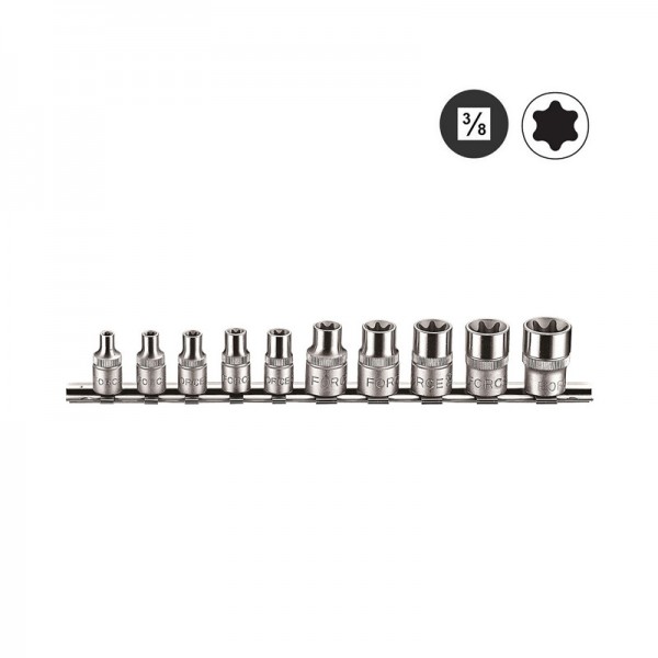 Набор 6-ти лучевых головок Е стандарт (Е4-Е18) 10 пр. DR 1/4"&3/8" 3101