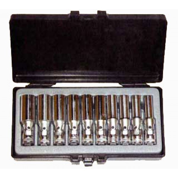 Набор длинных 6 гранных головок с карданом (10-19мм) 10 пр. DR.3/8" 3103