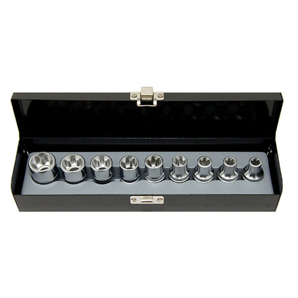 Набор головок с 6-ти лучевыми звёздами Е стандарта (Е10-Е24) 9 пр. DR.1/2" 4093