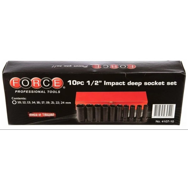 Набор длинных 85мм, ударных 6-ти гранных головок (10-24мм) DR. 1/2",10 пр. 4107-10