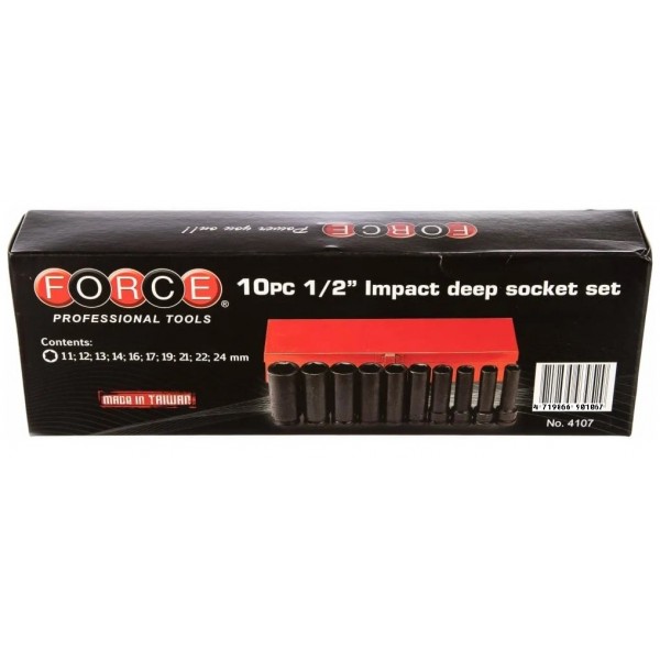 4107 Набор длинных 85мм, ударных 6-ти гранных головок (11-24мм) DR. 1/2",10 пр. 4107  4107S