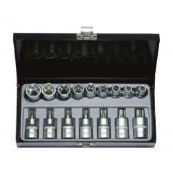 4171 Набор головок Е стандарта (E10-E24) и с 6-ти лучевыми битами TORX (T30-T24)16 пр. DR.1/2"