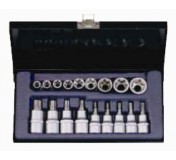 4192 Набор головок Е стандарта (E10-E24) и с 6-ти лучевыми битами TORX (T20-T60) 18 пр. DR.1/2" 3/8"&1/2"