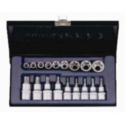 4192 Набор головок Е стандарта (E10-E24) и с 6-ти лучевыми битами TORX (T20-T60) 18 пр. DR.1/2" 3/8"&1/2"