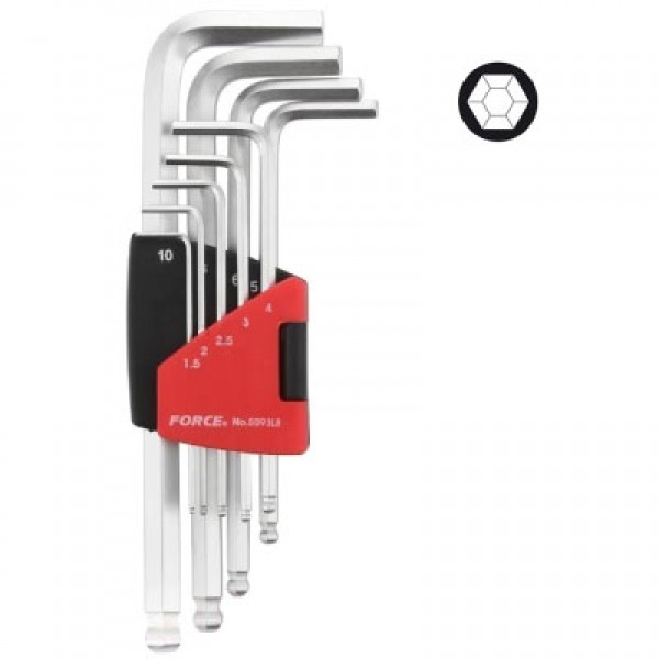 5093LB Набор удлинённых, метрических, Г-образных ключей с шариком, под 6-ти гранный шлиц (HEX) (1,5-10мм) 9пр. 5093LB      5093LBS