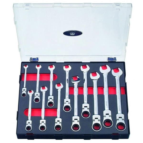 Набор трещоточных комбинированных ключей с поворотной головкой 12 пр. K51210F