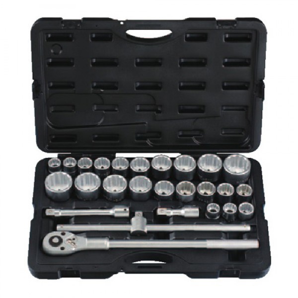 Набор 12-гр головок (дюйм+метрика) с воротком и трещоткой 26 пр. DR.3/4" 6261