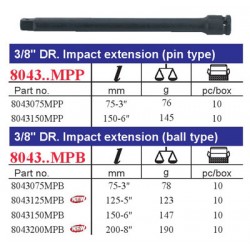 3/8" Удлинитель ударный с шариковым фиксотором, L=150мм