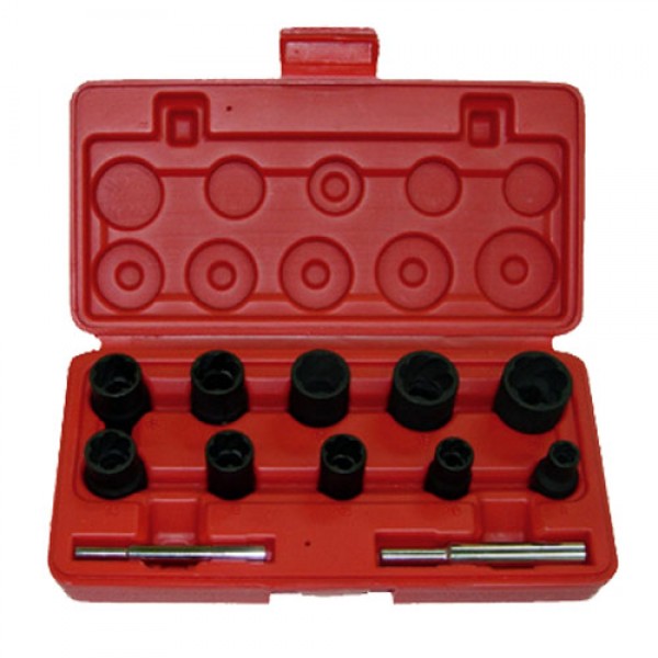 3/8"&1/2" Набор ударных головок-экстракторов для повреждённых или закисших гаек 12пр.. 912U3