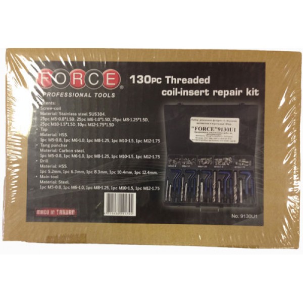 Набор ремонтных футорок со свёрлами, метчиками и воротками 130 пр. 9130U1