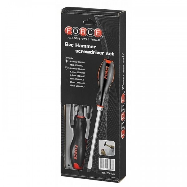 Набор плоских SL и крестовых PH ударных отверток 6пр. 20610A