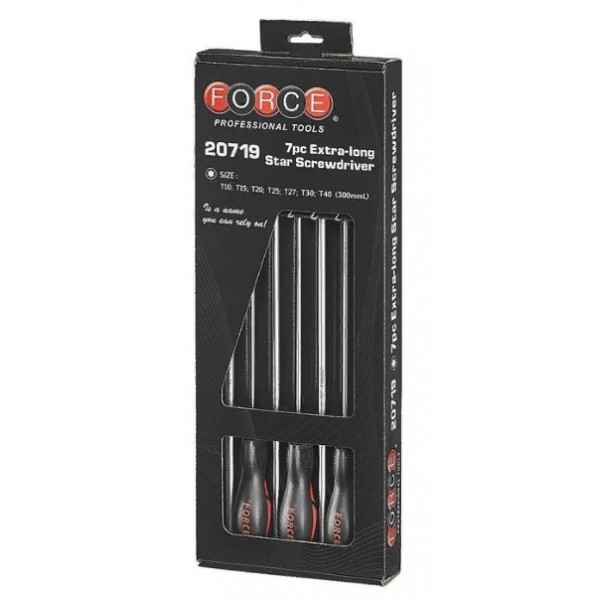 Набор длинных L=300мм, отверток под 6-ти лучевой шлиц TORX (T10-T40), 7пр. 20719