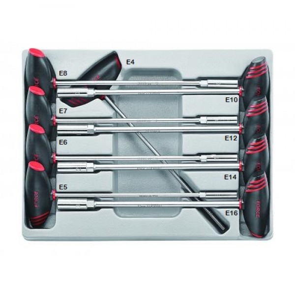 Набор торцевых отверток с 6-ти лучевыми головками Е4-Е16 , в ложементе 9пр 2096