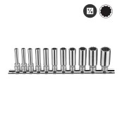 21110D Набор головок длинных L=50мм 12 гранных, дюймовых головок (5/32"-9/16") 7 пр посадочный размер DR. 1/4"