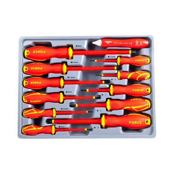 2125N Набор диэлектрических (7) плоских (SL) и (4) крестовых  (PH) отвёрток, с защитой жала и пробник 12 пр. 2125N     2126N