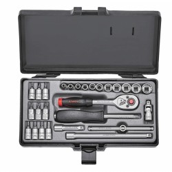 2281 Набор 12-гр.головок (4-14мм)  и головок бит, трещотка 24зубца. 28 пр.