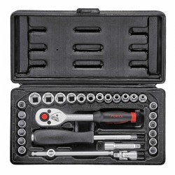 2292 Набор головок 1/4" (4-13мм) и головок с битами вставками. 29 пр.