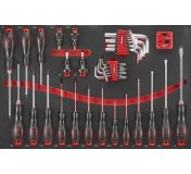 2412 Набор плоских, крестовых PH и Torx отверток c Г-образными ключами и переменным магнитом 41 пр.