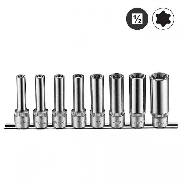 Набор длинных головок с 6-ти лучевыми звездами Е стандарт ( Е10-Е24) 8 пр. DR. 1/2" 4083