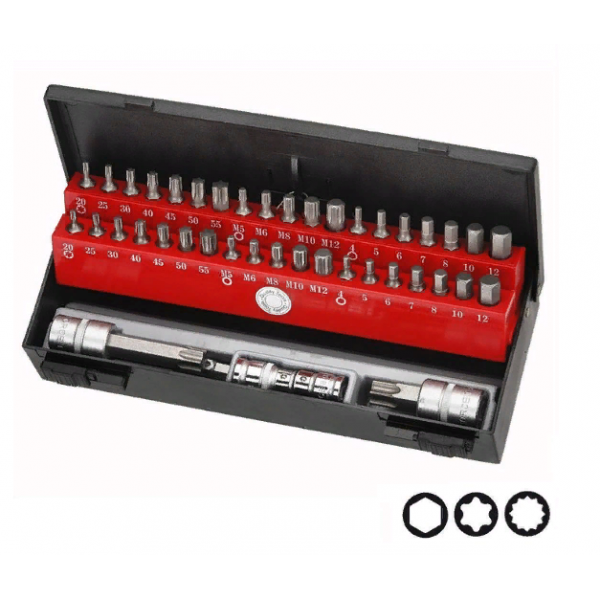 4441C Набор бит (Hex, Torx, Spline) H-10мм/L(30мм и 75мм) 44 пр. в пласт. пенале. 4441C   4441CT