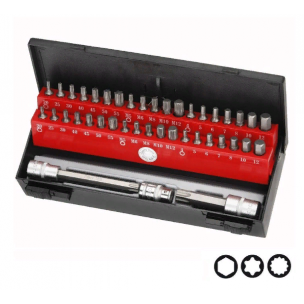 4442C Набор бит (Hex, Torx, Spline) H-10мм/L(30мм и 75мм) 44 пр. в пласт. пенале. 4442C         4442CT