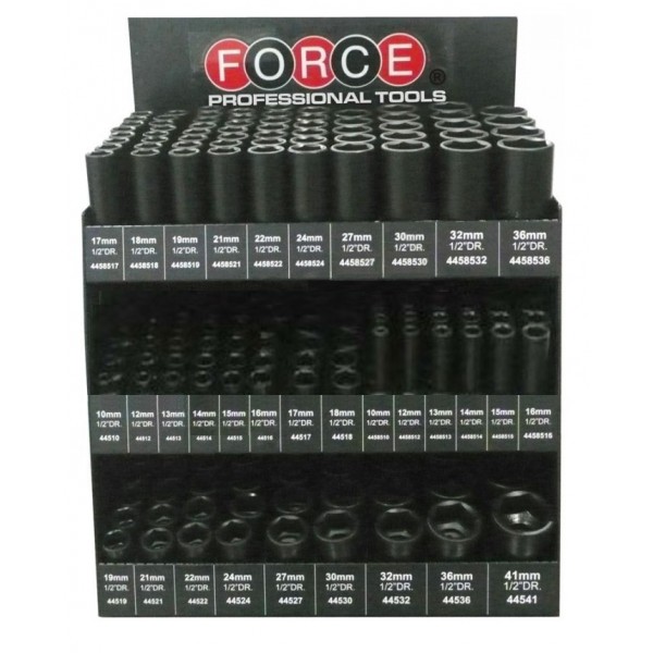 Торговый стенд настольный, 3х этажный, с набором 6гр. ударных головок DR.1/2", 275пр. 50121E-275