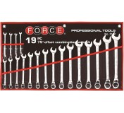 5192 Набор комбинированных ключей с изогнутым кольцом на 75°,  от 6 мм до 24 мм 19 пр, в тканевой скрутке