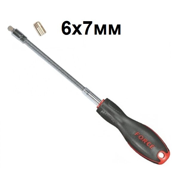 Отвёртка с гибким валом и двусторонней 6 гранной насадкой 6x7мм., L=290мм. 6480607