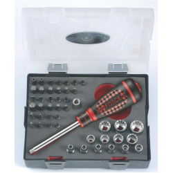 K2463 Набор бит и головок с реверсивной трещоточной отвёрткой DR.1/4" 46пр