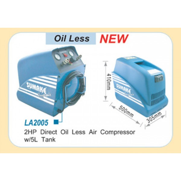 Компрессор безмасл. (220v) прям. прив.ресивер 5л.  10 атм. LA2005