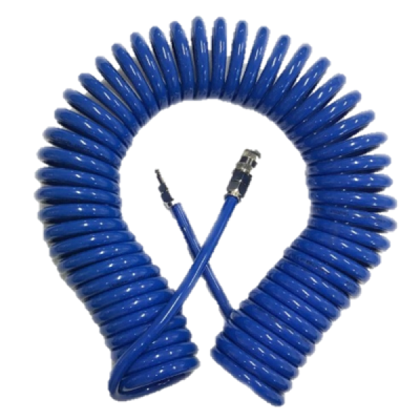 Пневмошланг витой полиуретановый 10мм х 14мм х 15м с резьбовым штуцером и быстросъемом PUR-1415M