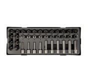 3/8" Набор длинных и коротких головок Е-стандарт, головок-бит торкс и сплайн 38пр.В ложементе