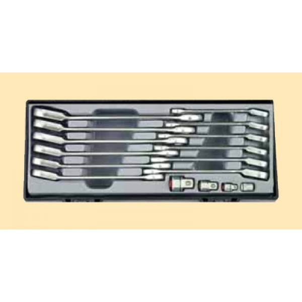 Набор накидных трещоточных ключей c переходниками под головку 16предметов в ложементе T5164R