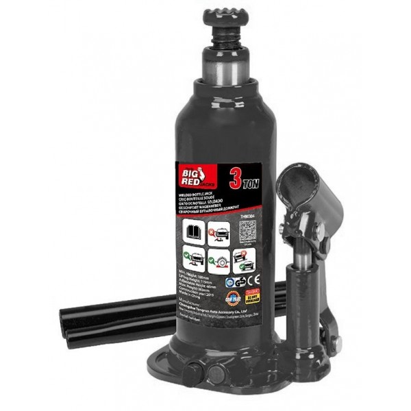 Домкрат бутылочный одноштоковый 3т., с выдвижным винтом TH90304