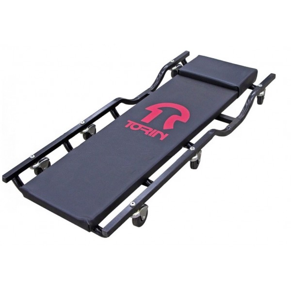 Лежак подкатной мягкий на стальном каркасе c локтевым изгибом и с подушкой 40" 1000мм на 6-х колесах TR6455