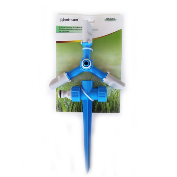 Поливочный разбрызгиватель 3х-лучевой, вращающийся, на пластиковом колышке UN-3004
