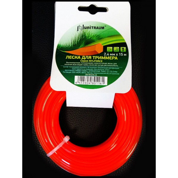 Леска для триммера шестигранная 2.40mm x 15m (Nylforce) UN-NH24C15