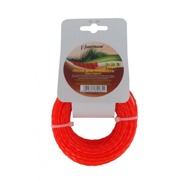Леска для триммера квадратная витая 2.00mm x 15m (Twistop) UN-TS20C15