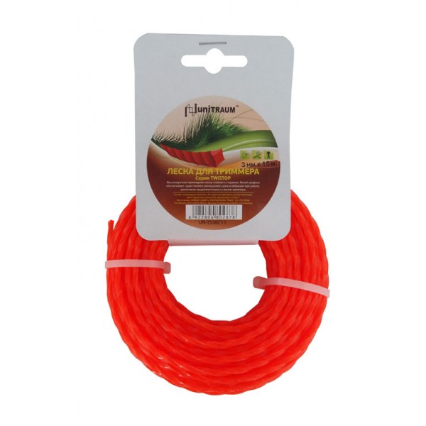 Леска для триммера квадратная витая 3.00mm x 15m (Twistop) UN-TS30C15