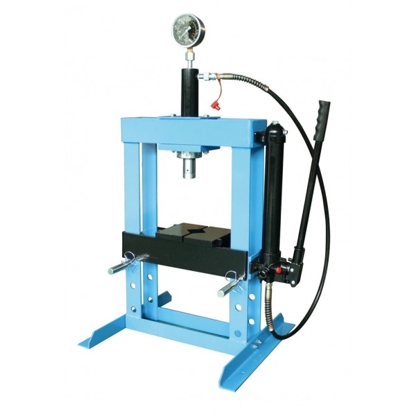 Пресс гидравлический 10т. низкий, с насосом и гидропоршнем  с манометром (ход175мм) UNY10003