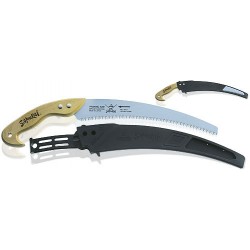 Пила  усиленная с изогнутым полотном L=330мм/4мм/1,2мм с деревянной ручкой, в чехле, с поясным креплением.