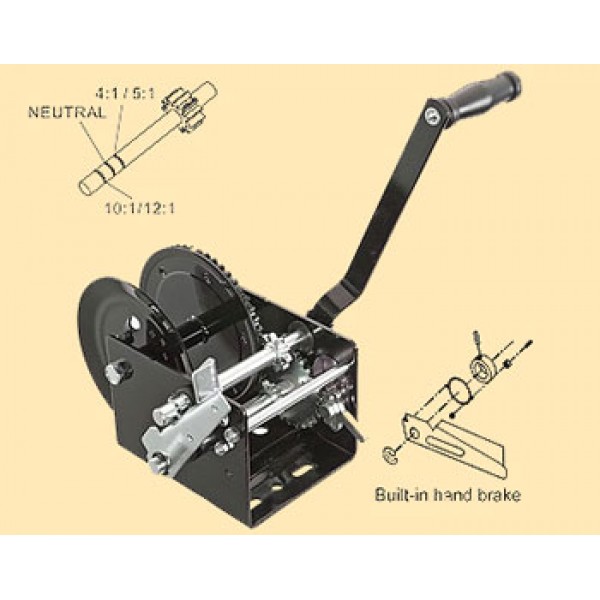 Лебёдка ручная стационарная (1100кг). тросс 5мм.x4,6м. (шт.) WC06-525A-2