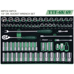 TTF-68 Ложемент торцевых головок и аксессуаров на 1/2", 68 предметов