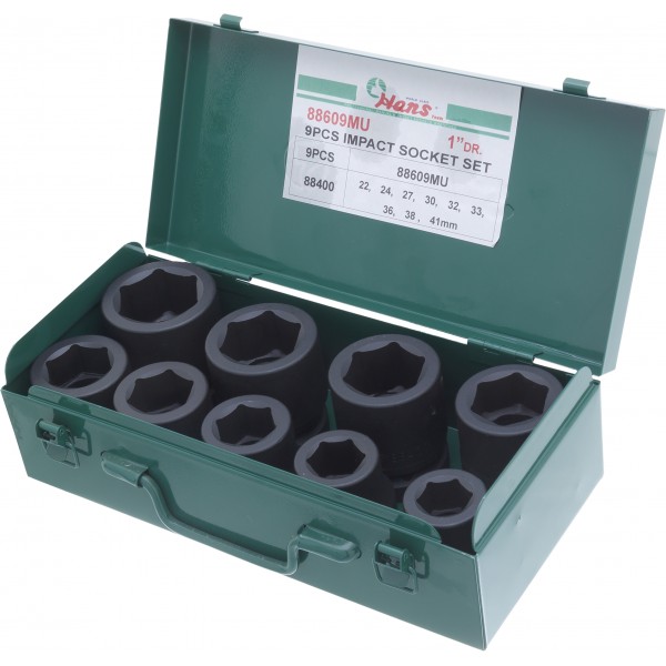 набор головок 1", 9  шт.,  27-50 мм 88609M