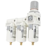 Блок подготовки воздуха 1/2 трехступенчатый с влагомаслоотделителем, регулятором и манометром AFFW4000-04