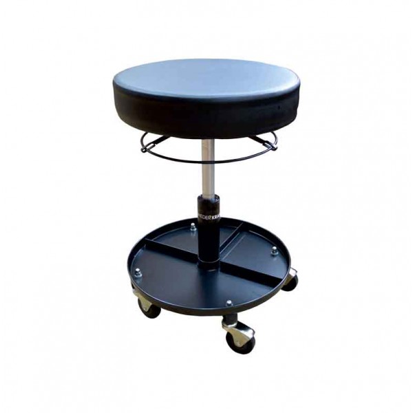 Табурет ремонтный круглый, микролифт с ходом 120 мм, инструментальная полка WDK-86020