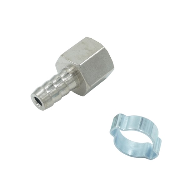 Штуцер пневматический ёлочка с обжимным кольцом, внутренняя резьба 3/8, 10 мм OPT-73010HF